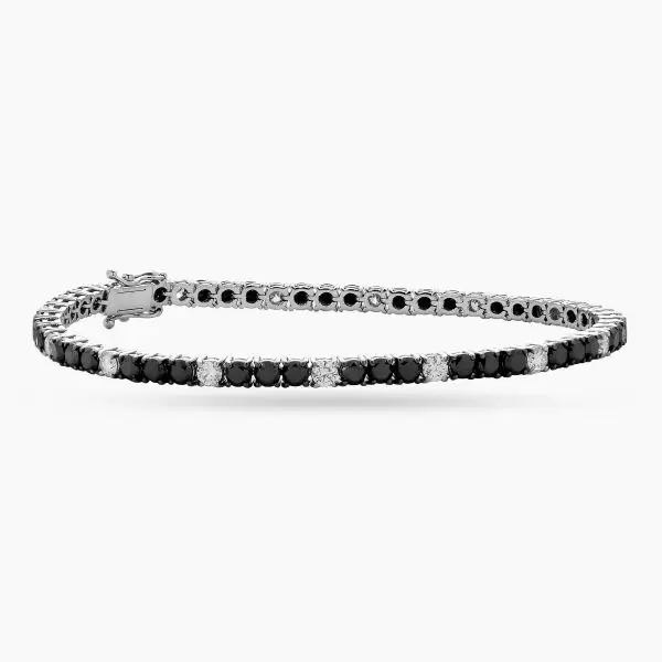 Tennis Bracelet Black and White Diamonds