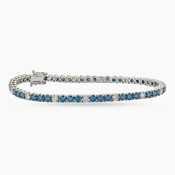 Tennis Bracelet Blue and White Diamonds