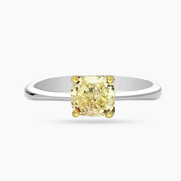Yellow Cushion Shape Diamond Ring