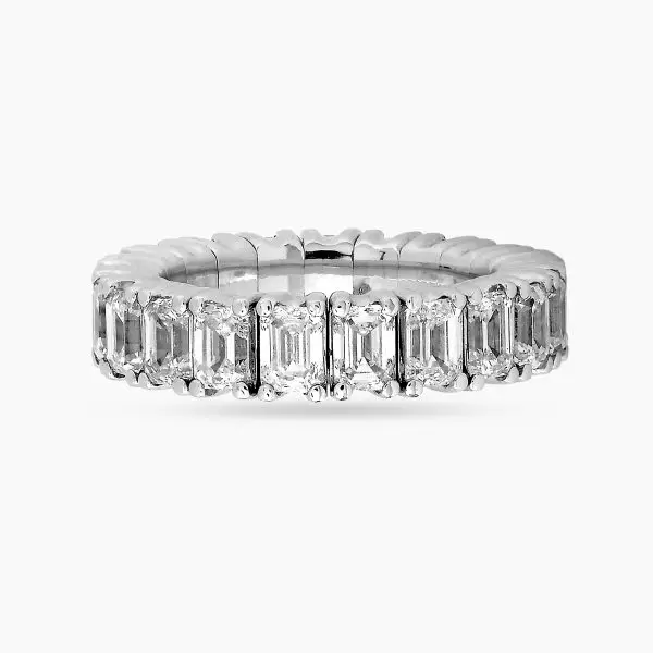 Expandable Emerald Shape Diamond Band
