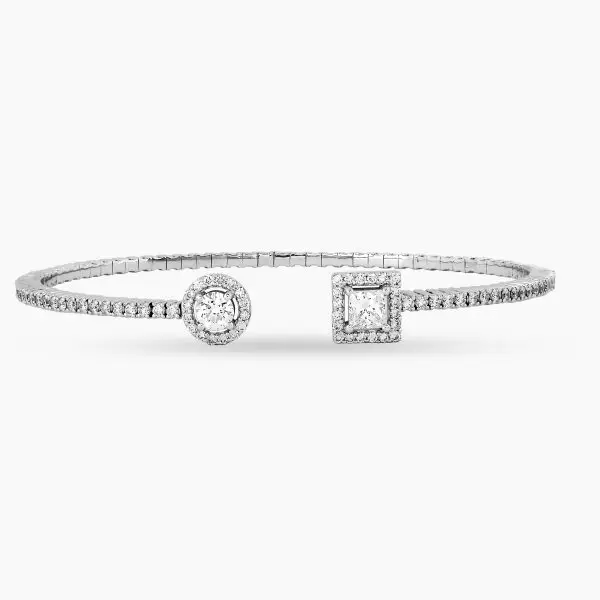 Princess and Round Shape Contrarie Diamond Bangle