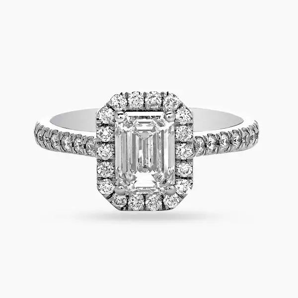 Halo Emerald Shape Diamond Ring