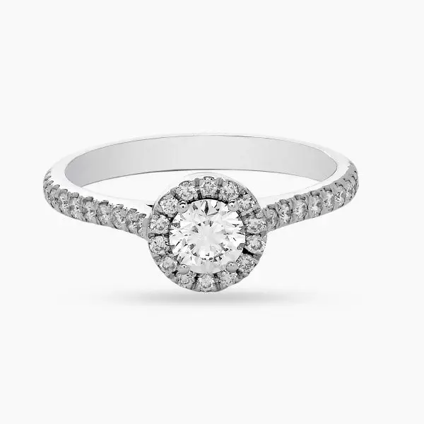 Halo Diamond Ring with Side Stones