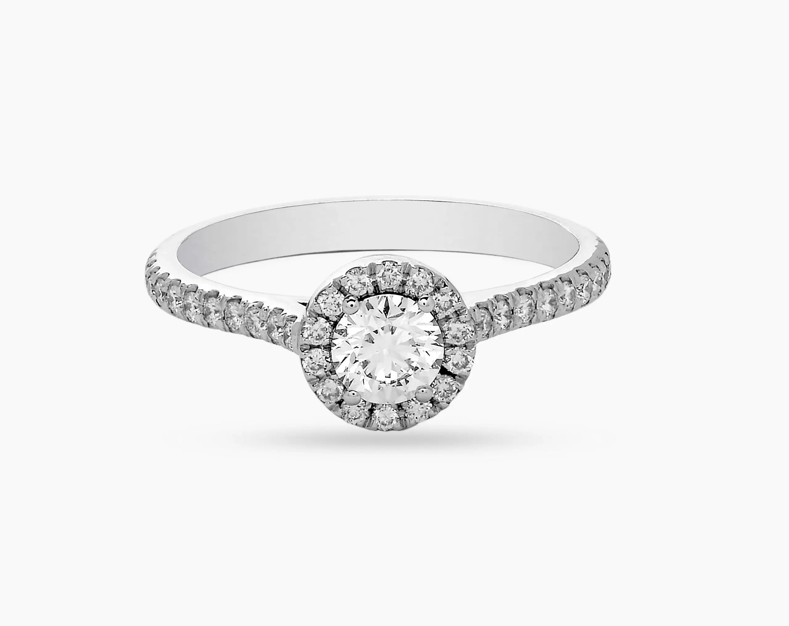 Halo Diamond Ring with Side Stones