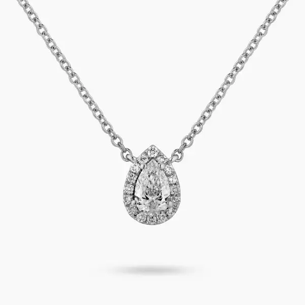 Pear Shape Halo Diamond Pendant