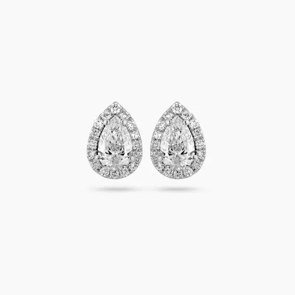 Halo Pear Shape Diamond Earrings