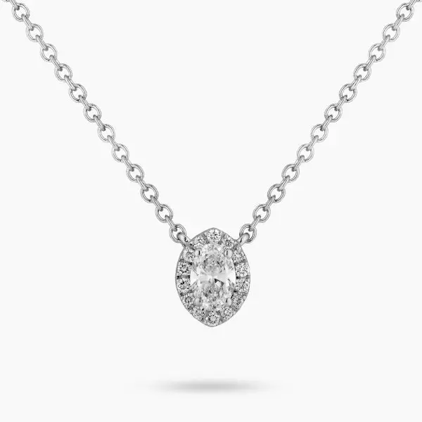Halo Oval Shape Diamond Pendant
