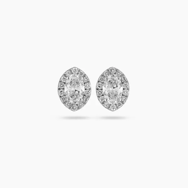 Halo Oval Shape Diamond Earrings