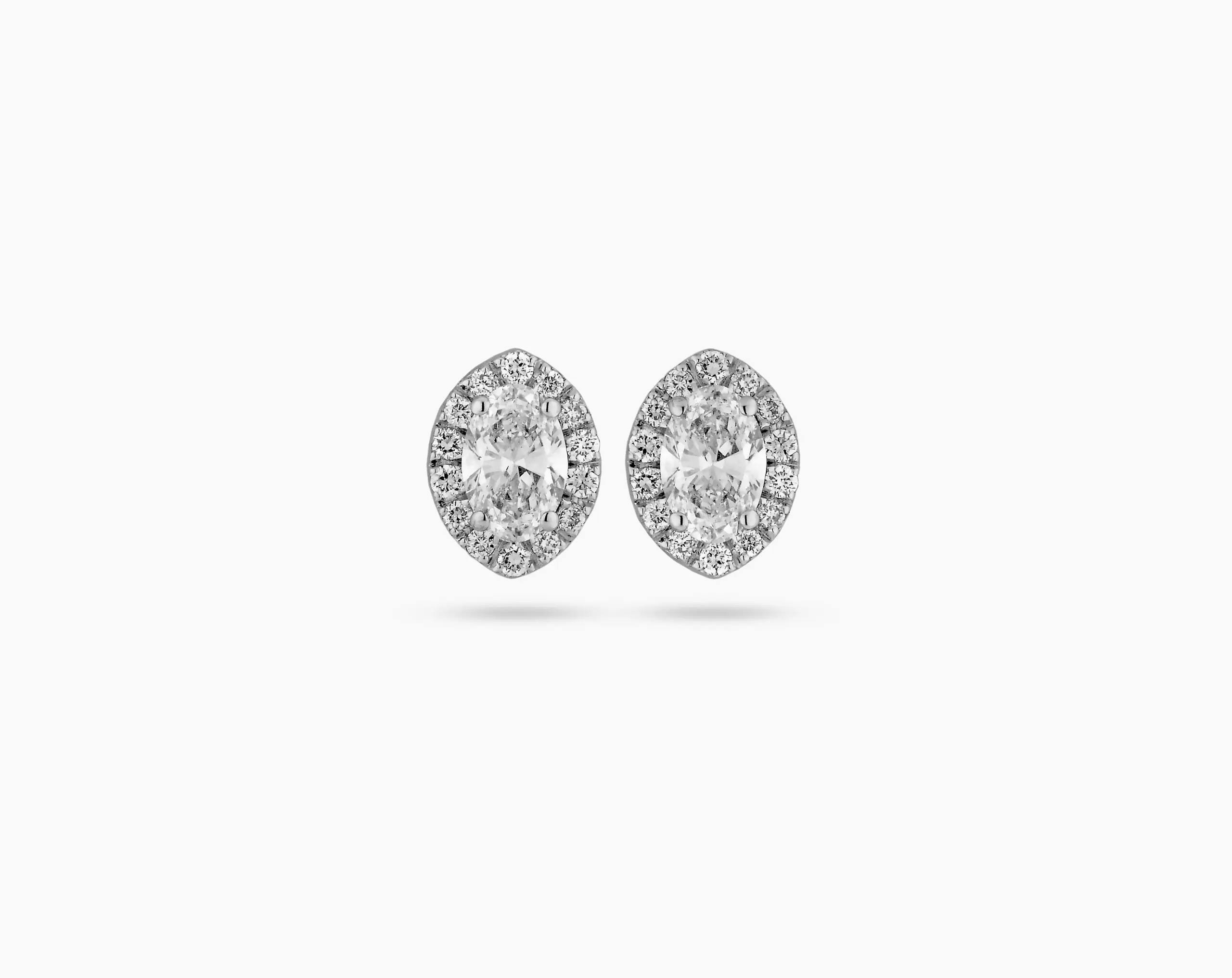 Halo Oval Shape Diamond Earrings