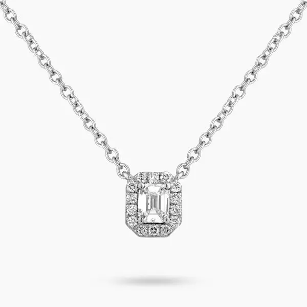 Halo Emerald Shape Diamond Pendant