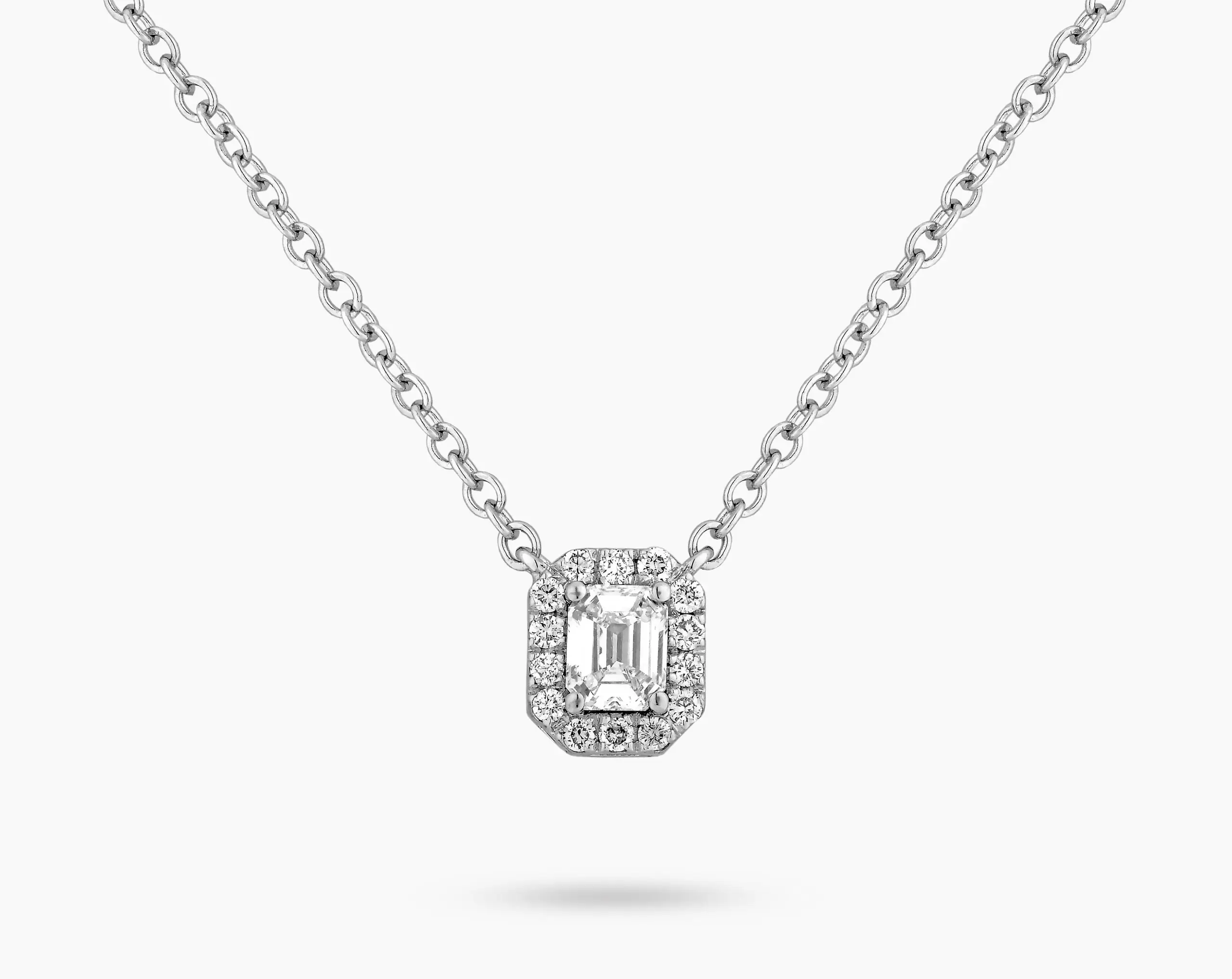 Halo Emerald Shape Diamond Pendant
