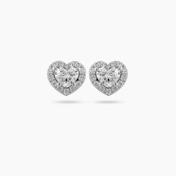 Halo Heart Shape Diamond Earrings