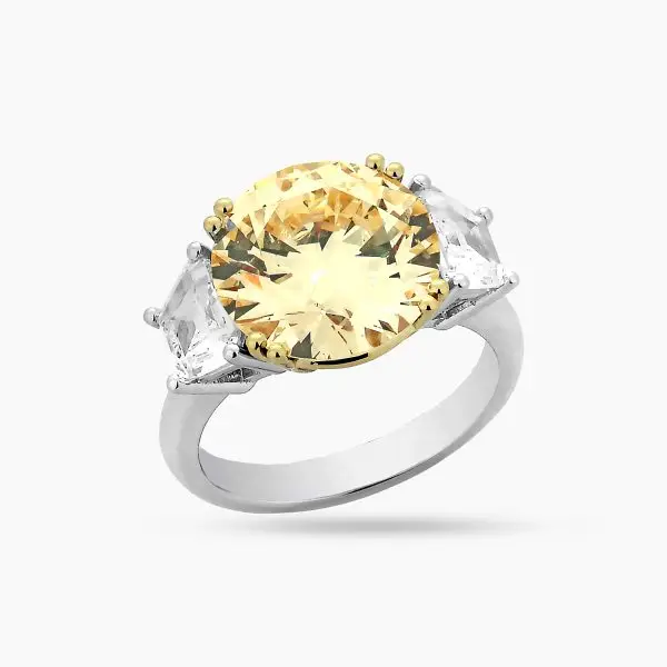 Yellow Round and Trapezoid Diamond High Jewellery Ring "Astoria 558"