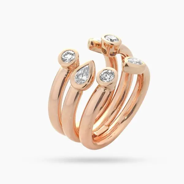 Contemporary Round and Pear Shape Diamond Ring