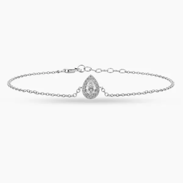 Halo Pear Shape Diamond Bracelet