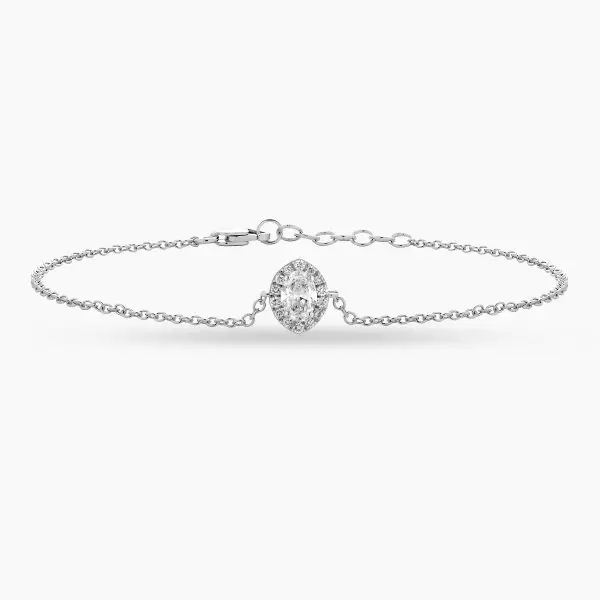 Halo Oval Shape Diamond Bracelet