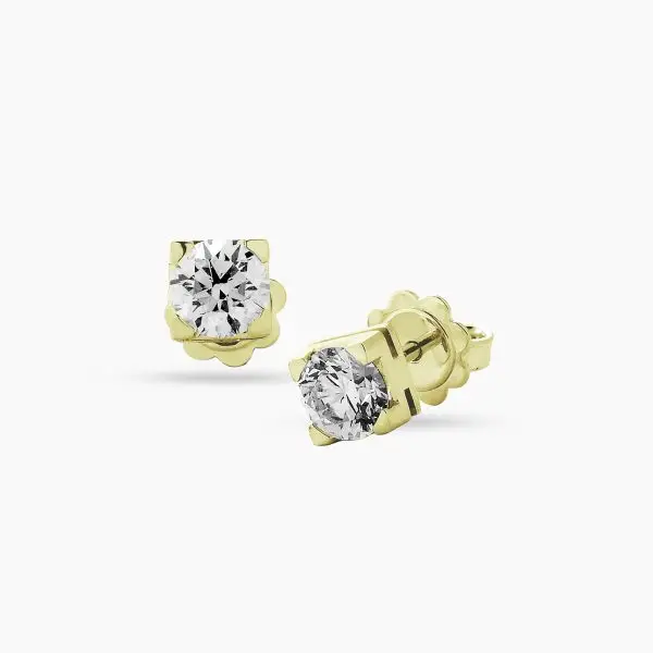 Four-Prong Diamond Ear Studs in Yellow Gold
