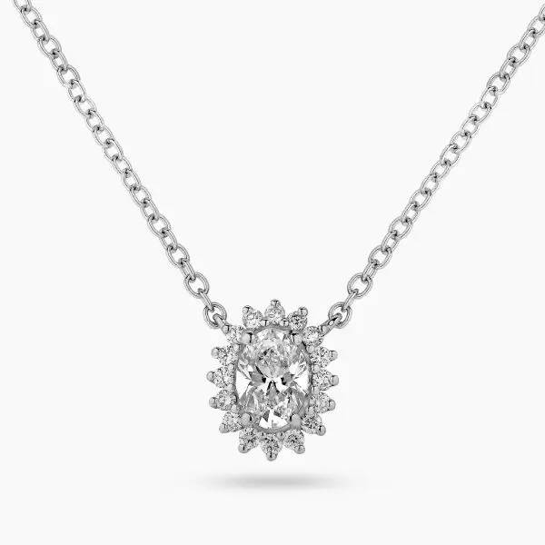 Solitaire Oval Shape Diamond Pendant