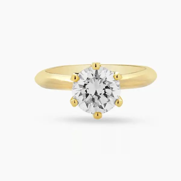 Classic Six Prongs Solitaire Diamond Ring in Yellow Gold
