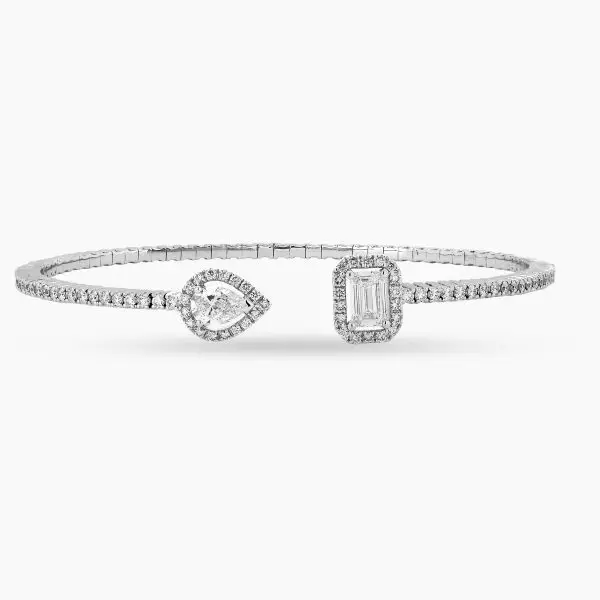 Emerald and Pear Shape Contrarie Diamond Bangle