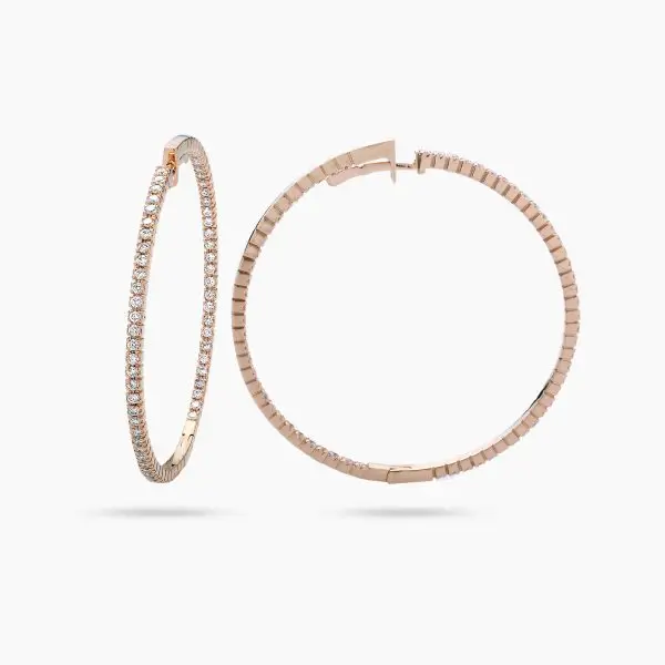 Inside-Out Diamond Hoop Earrings in Rose Gold