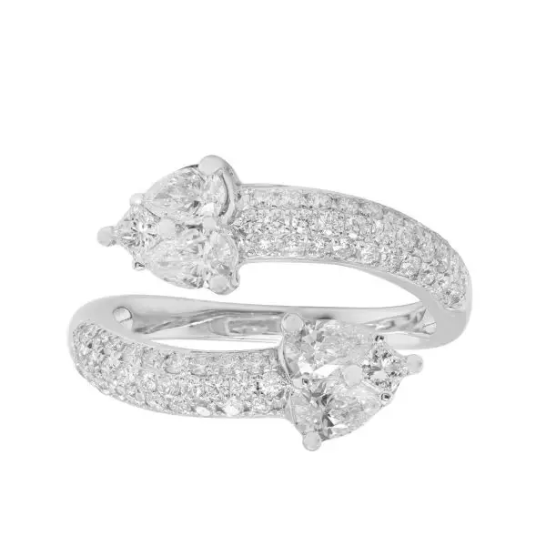 Contrarié Ring in White Gold with Round, Princess, Pear Shaped Diamonds