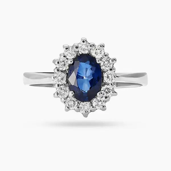 Classic Sapphire and Diamond Halo Ring