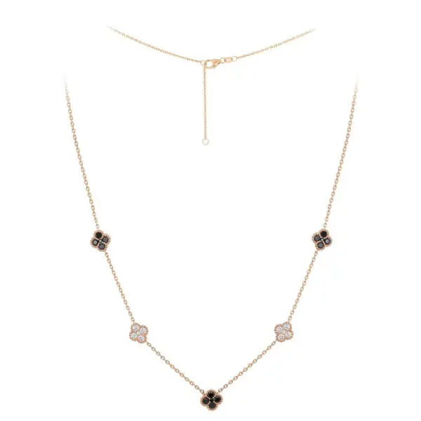 Necklace in Yellow Gold with Round Black and White Diamonds