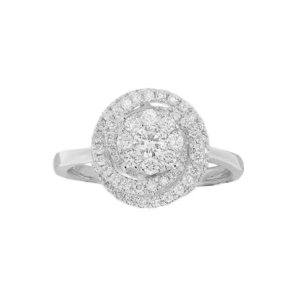 Spiral Shaped Ring in White Gold with Round Diamonds