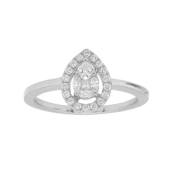 Ring in White Gold with Round, Pear, Princess, Marquise Shaped Diamonds