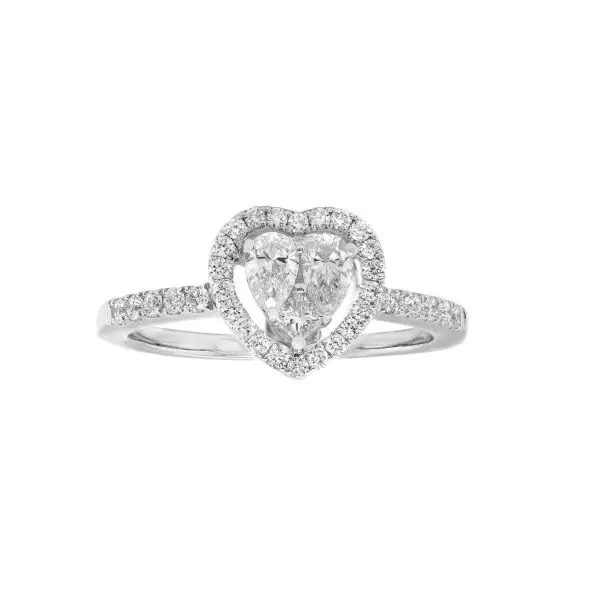 Ring in White Gold with Round, Pear, Princess Shaped Diamonds