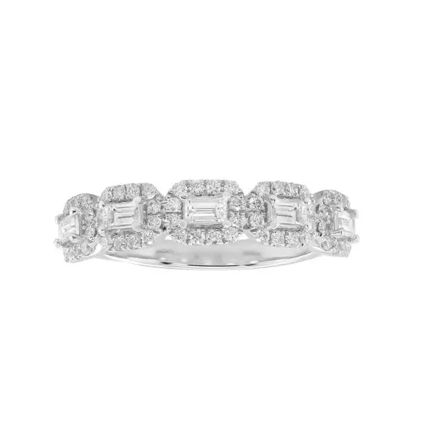 Ring in White Gold with Baguette Shaped and Round Diamonds
