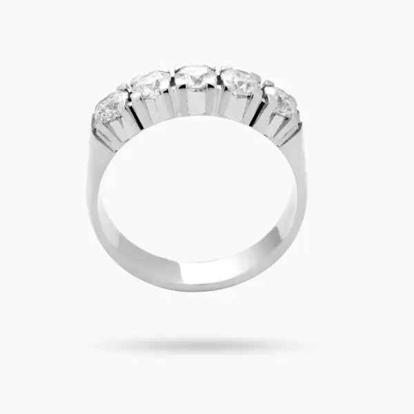 Classic 5 Diamonds Veretta Ring in White Gold
