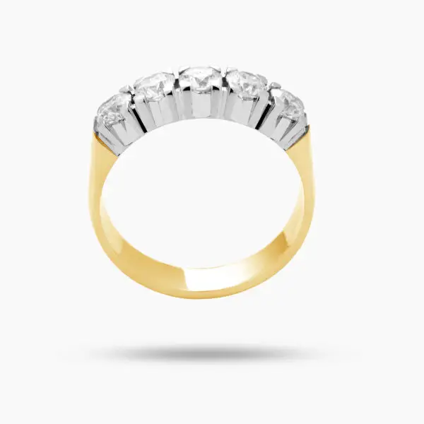 Classic 5 Diamonds Veretta Ring in Bicolour Gold