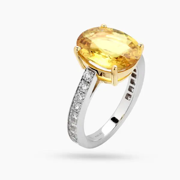 Natural Yellow Sapphire Oval Shape Solitaire Ring