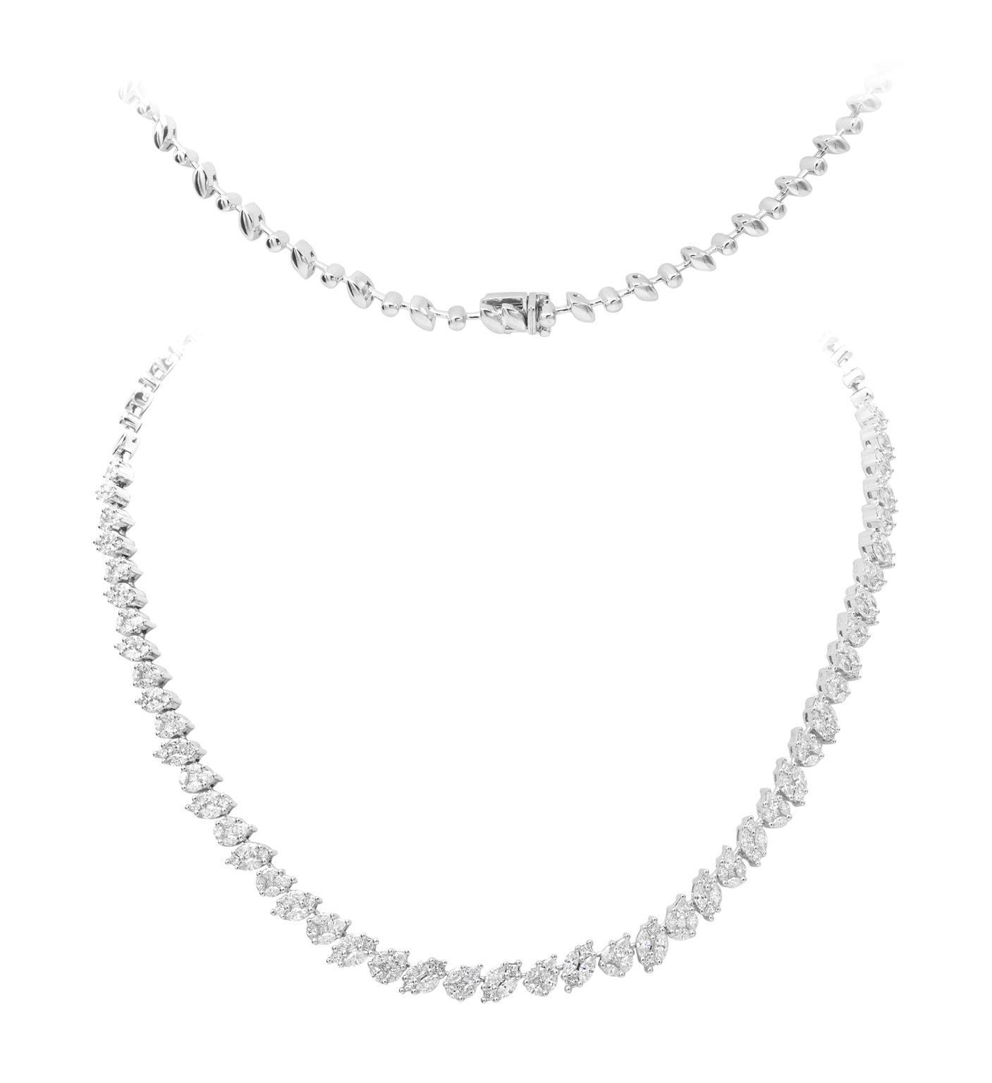 Necklace in White Gold with Pear, Princess, Marquise Shape Diamonds
