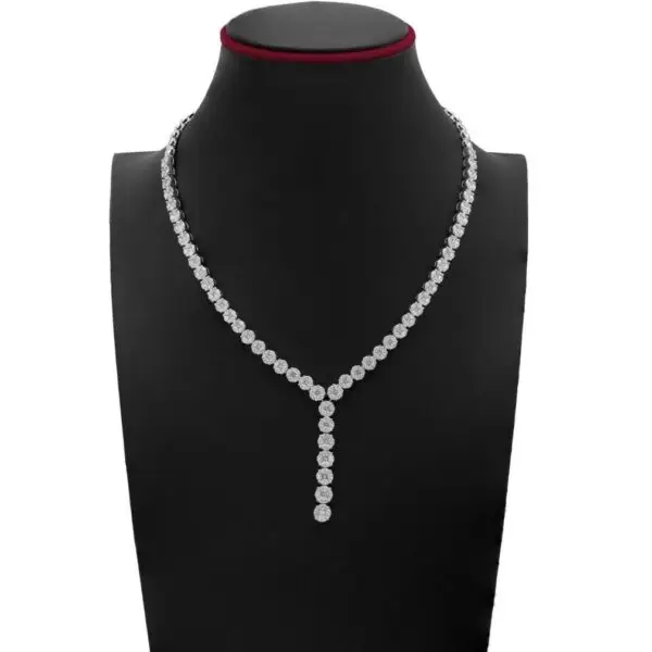 Cascade Necklace in White Gold with Princess, Marquise Shape Diamonds
