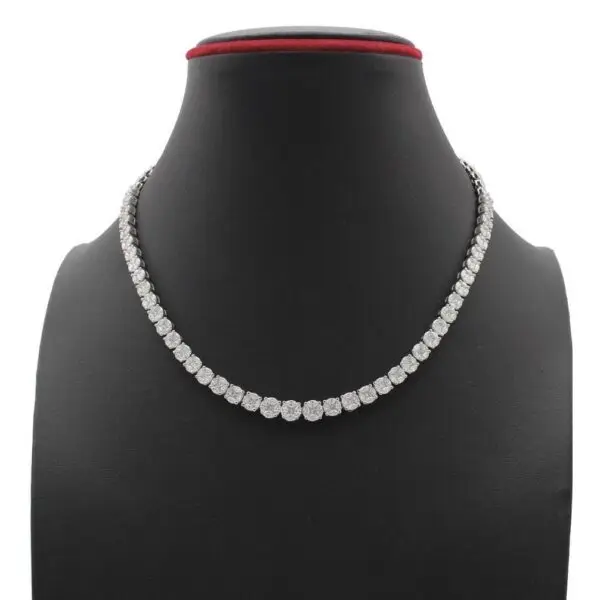 Tennis Collier in White Gold with Princess, Marquise Shape Diamonds