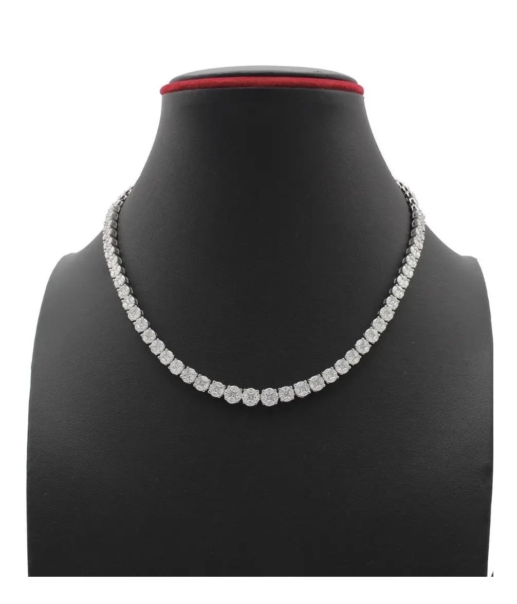 Tennis Collier in White Gold with Princess, Marquise Shape Diamonds