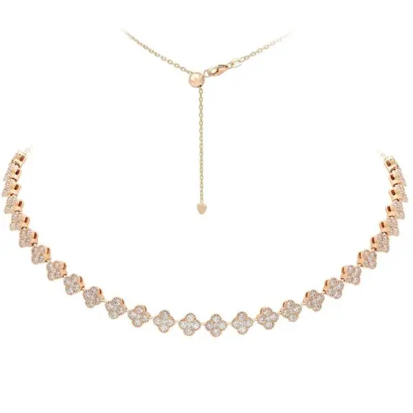 Necklace in Rose Gold with Round Diamonds