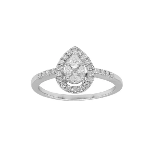 Ring in White Gold with Round, Princess, Marquise and Pear Shape Diamonds