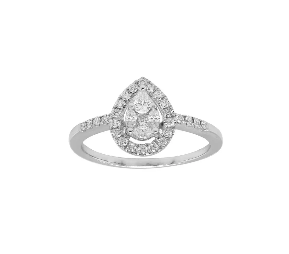 Ring in White Gold with Round, Princess, Marquise and Pear Shape Diamonds