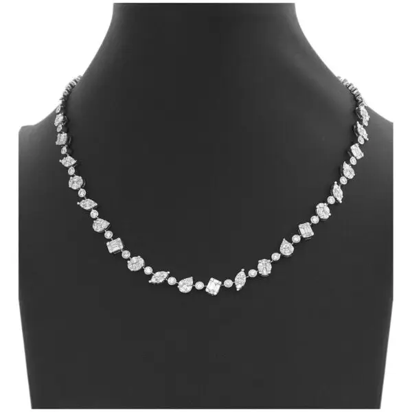 Necklace in White Gold with Round, Baguette, Pear, Princess, Pear, Marquise Shape Diamonds