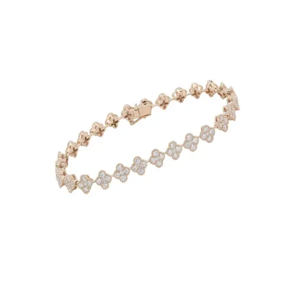 4-Clover Bracelet in Rose Gold with Round Diamonds