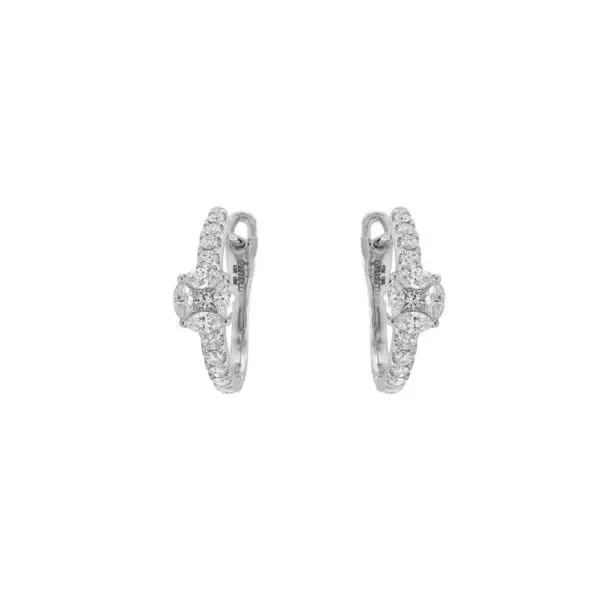 Earrings in White Gold with Round, Princess, Marquise Shape Diamonds
