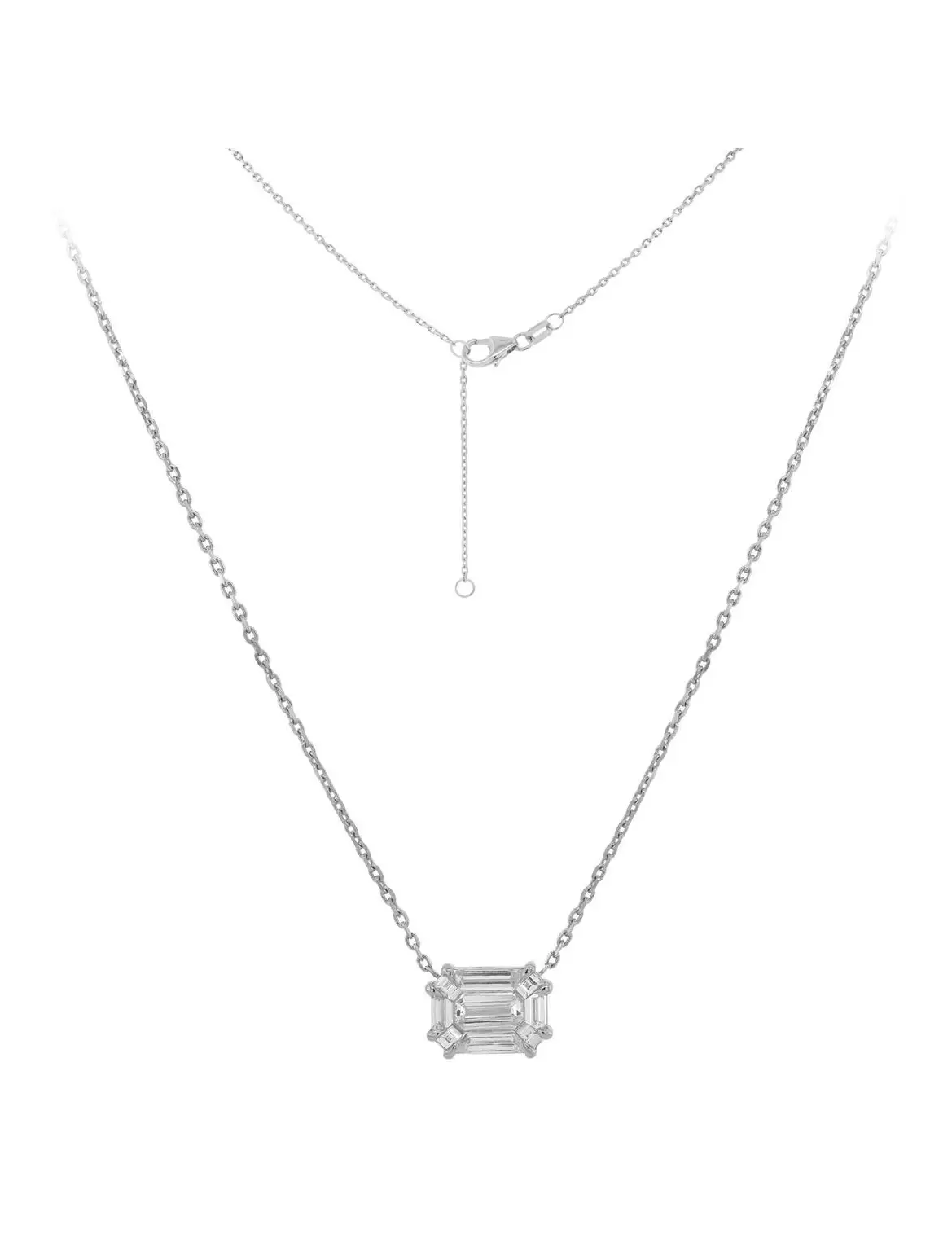 Necklace in White Gold with Octagonal Trapezium Shape Diamonds