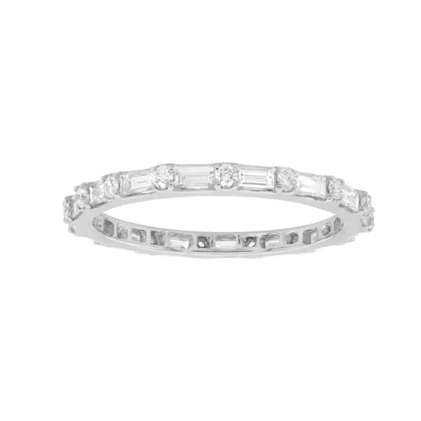 Ring in White Gold with Round and Baguette Shape Diamonds