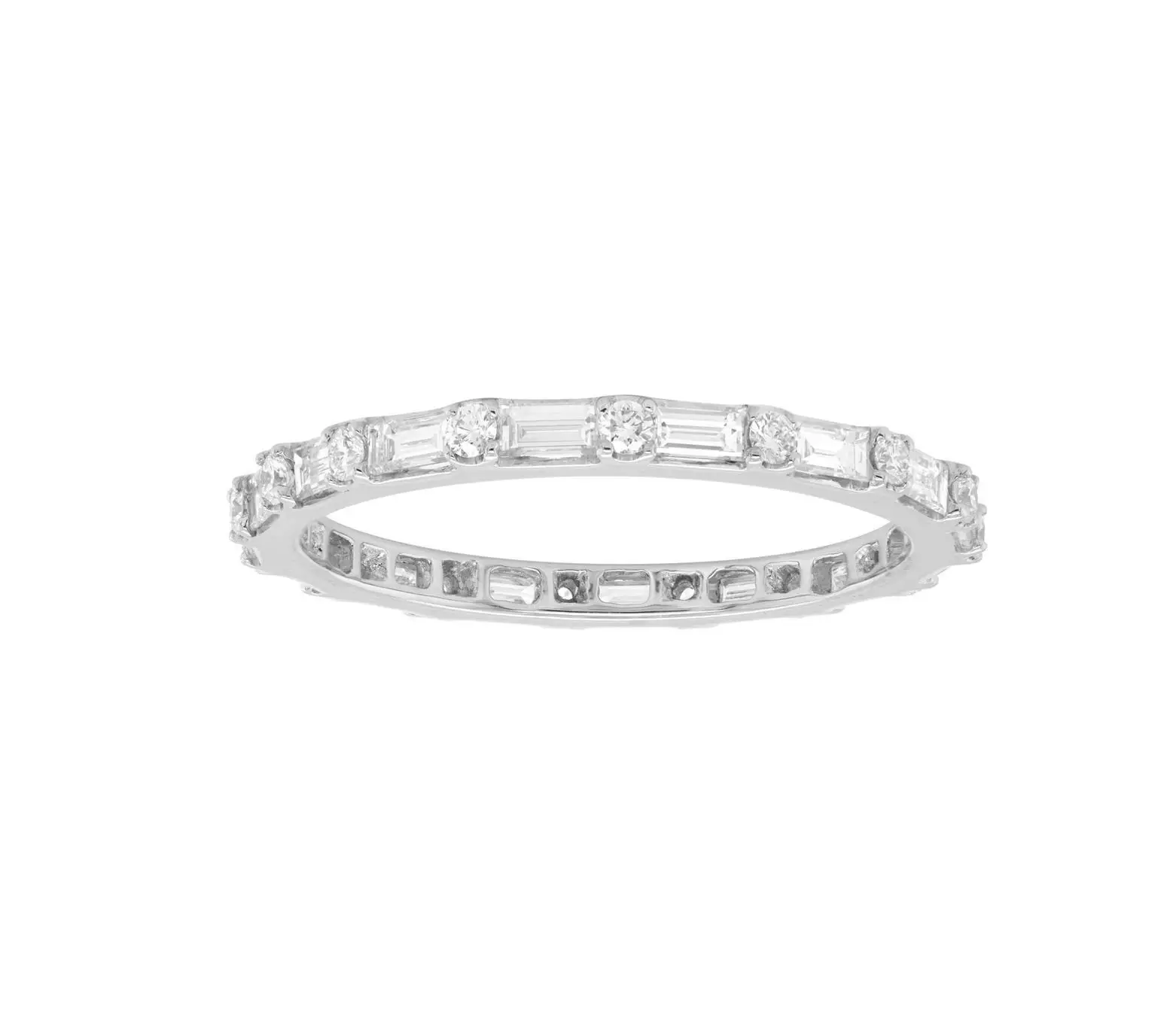 Ring in White Gold with Round and Baguette Shape Diamonds