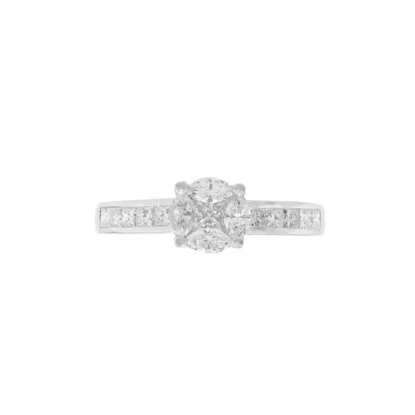 Ring in White Gold with Princess and Marquise Shape Diamonds