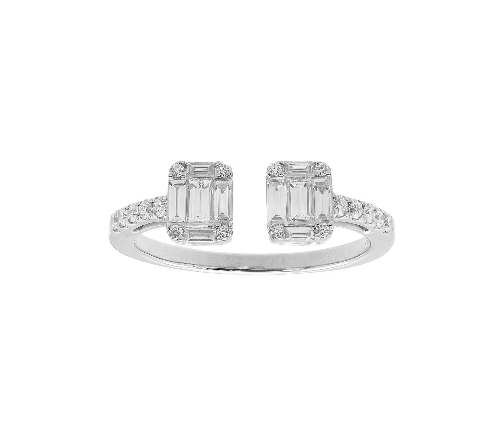 Contrarié Ring in White Gold with Round and Baguette Shape Diamonds